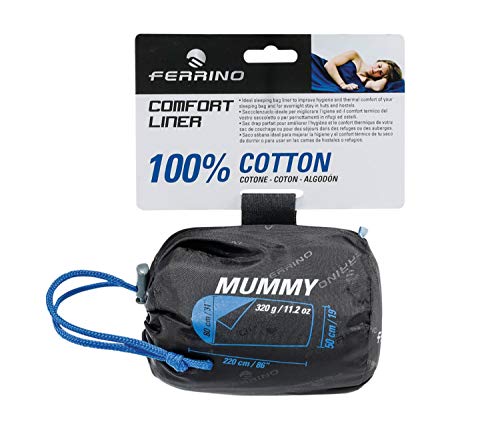 ferrino-comfort-liner-mummy-sacco-lenzuolo-in-cotone-azzurro-220x80x50-cm image 7